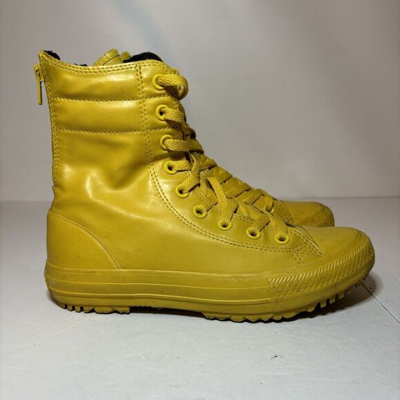 Converse Chuck Taylor All Star Yellow Rubber Hi-Rise Boots Women’s Sz 7 16Bx2 - Picture 1 of 10